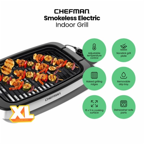Chefman Smokeless Indoor Electric Grill Adjustable Temperature Control Perspective: back
