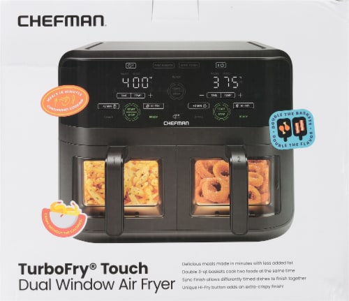 Chefman TurboFry® Touch Dual Basket Digital Air Fryer - Black Perspective: back