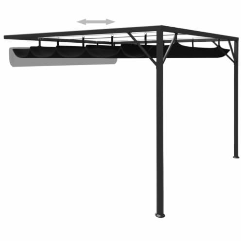 vidaXL Garden Wall Gazebo with Retractable Roof Canopy 118.1 x118.1 Anthracite Perspective: back