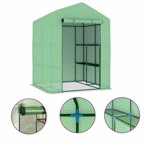 vidaXL Greenhouse with Shelves Steel 56.3 x56.3 x76.8 Perspective: back