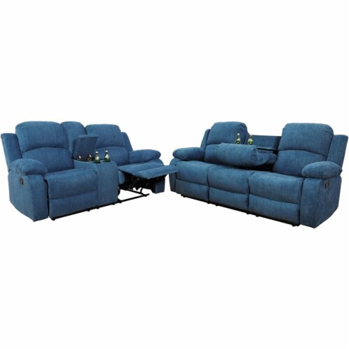 Lifestyle Furniture Nikki 2 Pieces Microfiber Recliner Sofa Set in Blue 1 Fred Meyer