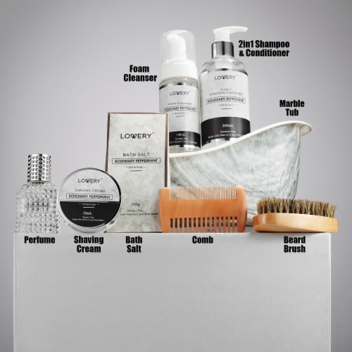 Premium Bath And Body Beauty Basket, Rosemary Peppermint Home Spa Set Perspective: back