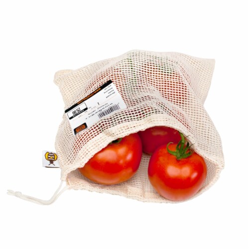 Five Mesh Produce Bags, Five Differently Sized Organic Cotton Produce Bags Perspective: back