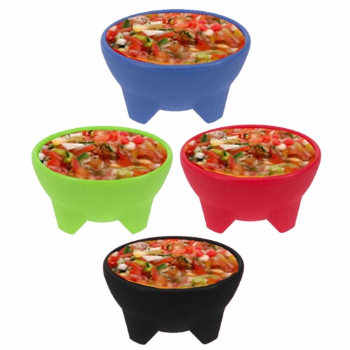 4PCS Salsa Bowl Set Plastic Mexican Molcajete Chips Guacamole Bowls Serving  Dish