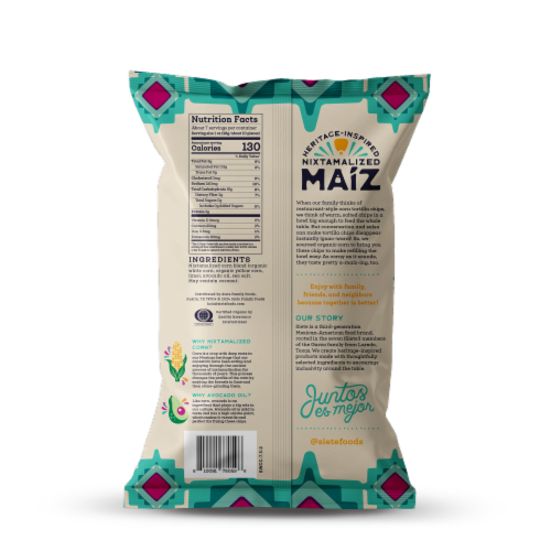 Siete Maiz Sea Salt Totopos Corn Tortilla Chips Perspective: back