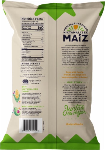 Siete Maiz Lime Totopos Corn Tortilla Chips Perspective: back