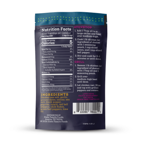 Siete Chicken Fajita Seasoning Perspective: back