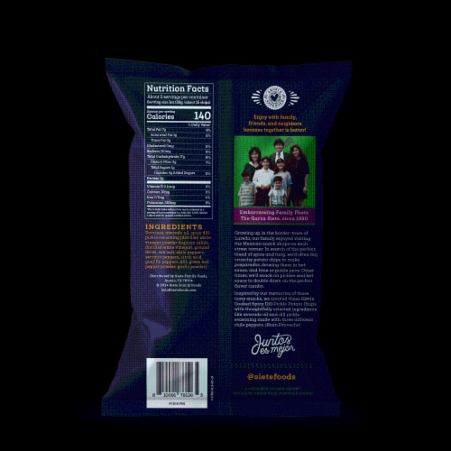 Siete Spicy Dill Pickle Kettle Potato Chips Perspective: back