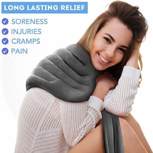 TruHealth Large Weighted Hot and Cold Body Wrap for Neck Grey Perspective: back