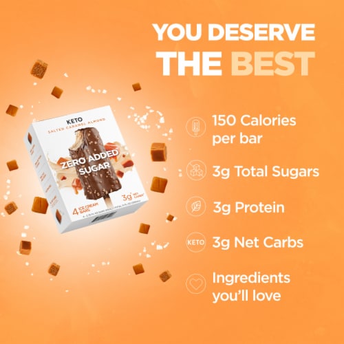 Keto Pint Salted Caramel Almond Ice Cream Bars Perspective: back