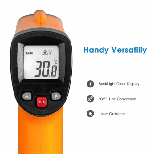 Infrared Thermometer, Non-Contact Digital Laser Temperature Gun -58°F to 1022°F (-50°C to Perspective: back