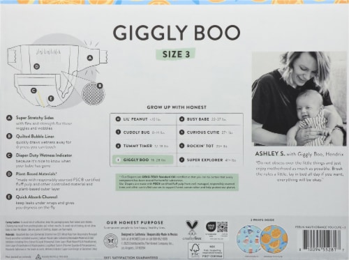 Honest® Clean Consious Diapers™ Giggly Boo Size 3 16-28 lbs Perspective: back