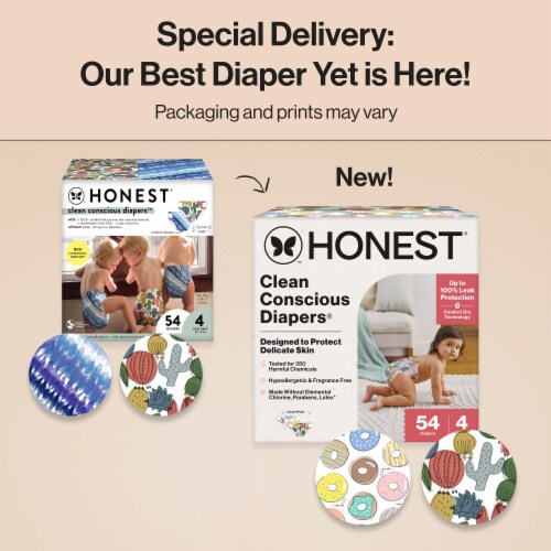 The Honest Company Clean Conscious Diapers® | Hypoallergenic + Fragrance Free | Size 4 Perspective: back