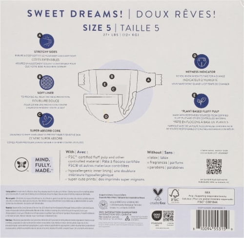Honest® Cozy Cloud & Star Signs Clean Concious Overnight Diapers™ Size 5 (27+lbs) Perspective: back