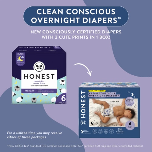 The Honest Company Clean Conscious™ Overnight Diapers Cozy Cloud + Star Signs Size 6 Perspective: back