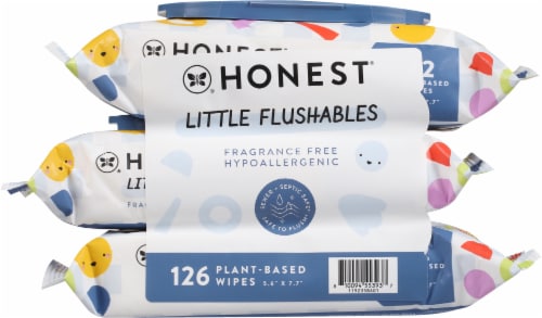 Honest® Fragrance Free Toddler Flushable Wipes Perspective: back
