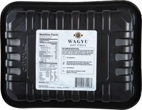 W. Black All Natural Wagyu Beef Strips Perspective: back