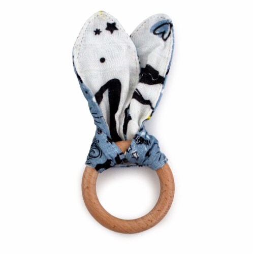 Kanga Care Muslin Crinkle Bunny Ear Teething Ring - Wander Perspective: back