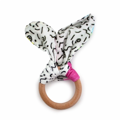 Kanga Care Muslin Crinkle Bunny Ear Teething Ring - Radical Perspective: back