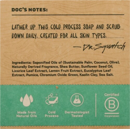 Dr. Squatch® Men's Natural Bar Soap Rainforest Rapids Light Grit Perspective: back