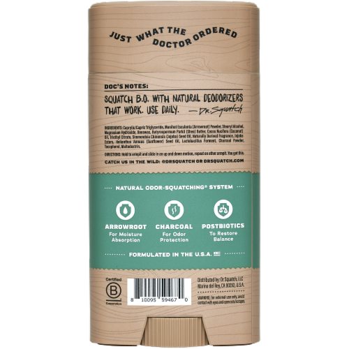 Dr. Squatch® Men's Natural Odor Squatching® Rainforest Rapids Deodorant Stick Perspective: back