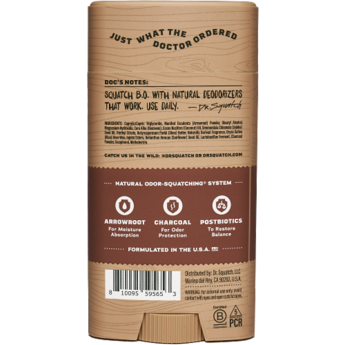 Dr. Squatch® Men's Natural Odor Squatching® Maverick Musk Deodorant Stick Perspective: back