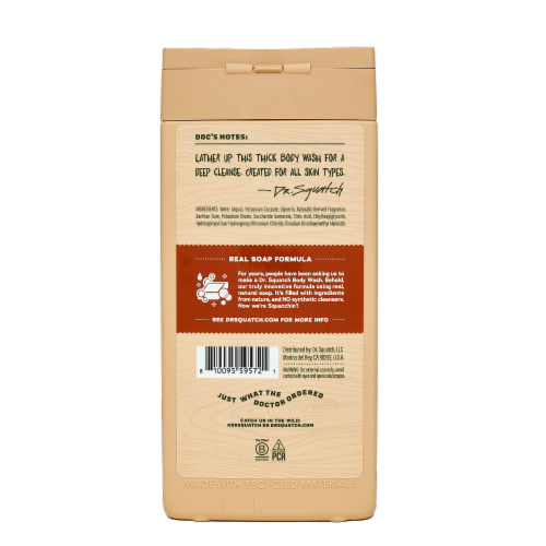 Dr. Squatch® Natural Body Wash Wood Barrel Bourbon Scent Notes of Spice & Oak + Sulfate Free Perspective: back