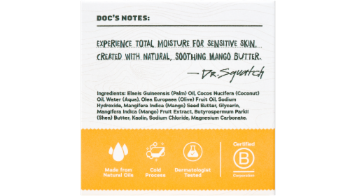 Dr Squatch® Total Moisture Mango Scent Bar Soap Perspective: back