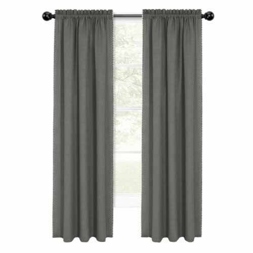 Kate Aurora 2 Piece Hamptons Semi Sheer Curtain Panels - 63 in. Long - Gray Perspective: back
