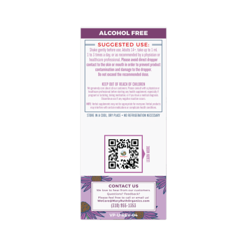 Maryruth's® Organic Echinacea Purpurea Liquid Extract Perspective: back