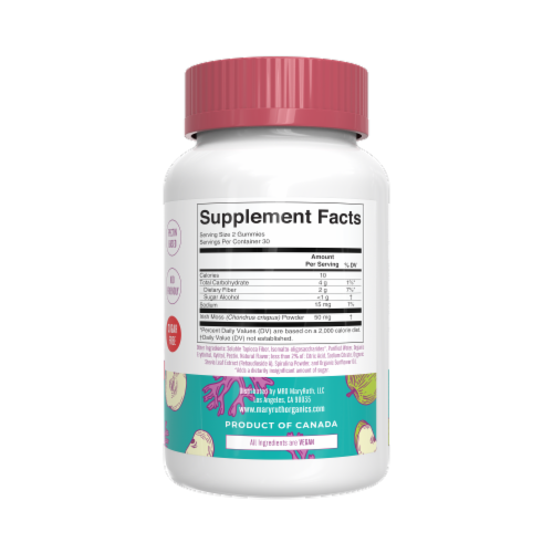 MaryRuth's Sea Moss Gummies Green Apple - 60 Gummies Perspective: back