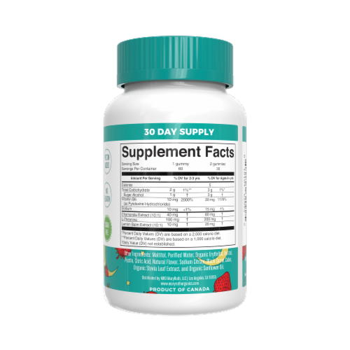 MaryRuth's® Kids Sugar Free Sleep Melatonin Free Strawberry Flavored Gummies Perspective: back