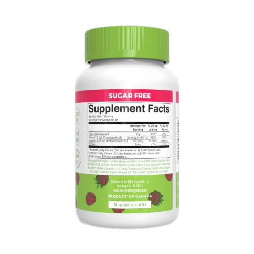MaryRuth's® Vitamin D3 + B12 Raspberry Gummies Perspective: back