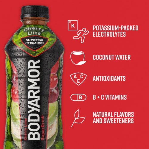 BODYARMOR SuperDrink Cherry Lime Electrolyte Drink Bottle Perspective: back