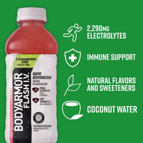 BODYARMOR® Flash I.V. Strawberry Kiwi Sports Drink Bottle Perspective: back