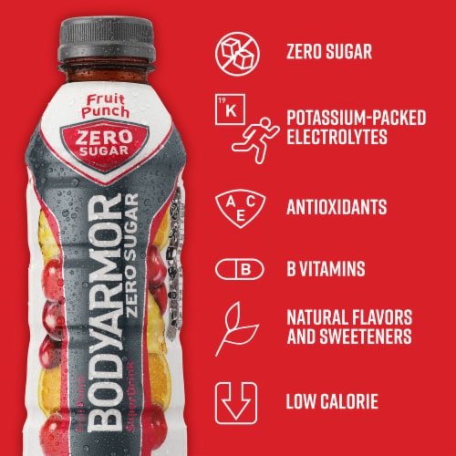 BODYARMOR® Fruit Punch Zero Sugar Sports Drink Bottle Perspective: back