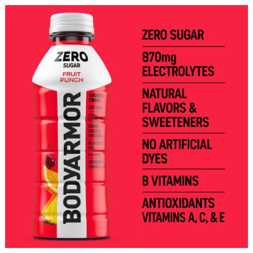 BODYARMOR® Fruit Punch Zero Sugar Sports Drink Bottles Perspective: back