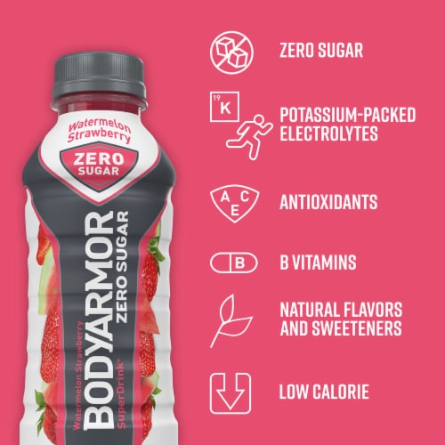 BODYARMOR® Watermelon Strawberry Zero Sugar Sports Drink Bottles Perspective: back