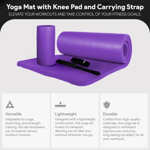 BalanceFrom Fitness 1 Extra Thick Yoga Mat w Knee Pad Carrying Strap Purple 1 Piece Kroger