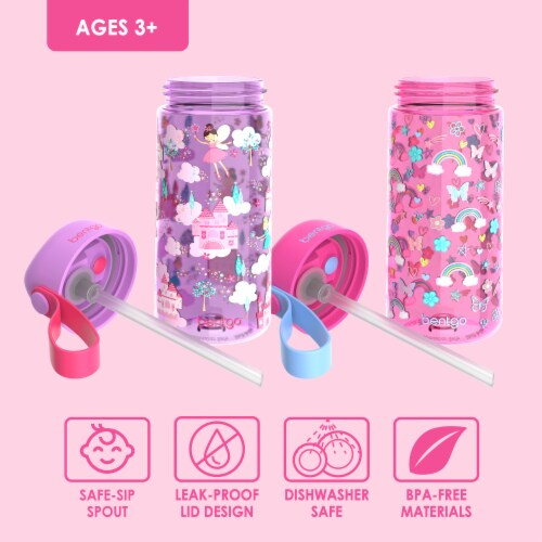 Bentgo Rainbows and Fairies Kids Water Bottles Perspective: back