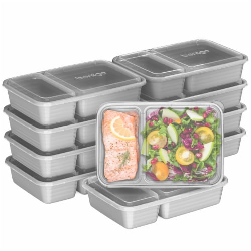 Bentgo® Plastic Meal Prep Two Compartment Containers - Silver Perspective: back