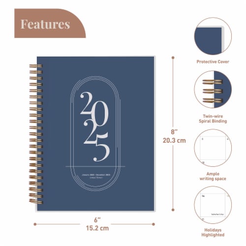 Rileys 2023 Weekly Planner - Annual Weekly & Monthly Agenda Planner (8x6", Midnight Blue) Perspective: back
