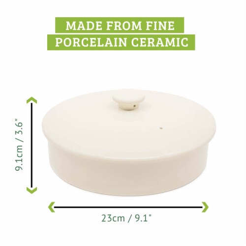 Chef Tacos Ceramic Tortilla Warmer, 8", Cream, Tortilla Holder Container Perspective: back