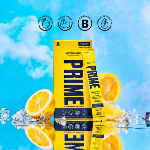 Prime Hydration Lemonade Electrolyte Drink Mix Packets Perspective: back