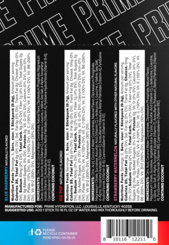 Prime Hydration Variety Pack Electrolyte Drink Mix Packets Perspective: back
