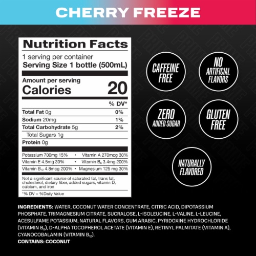 Prime Hydration Cherry Freeze Single Bottle Perspective: back