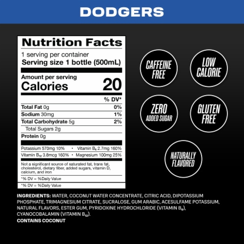 Prime Hydration LA Dodgers Sports Drink Bottle Perspective: back