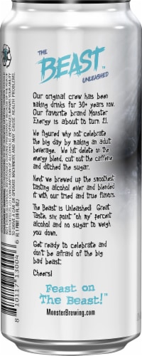 Monster The Beast Unleashed White Haze Flavored Hard Beverage Single Can Perspective: back