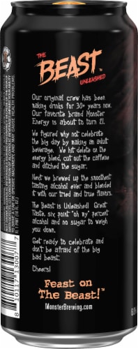 Monster The Beast Unleashed Peach Perfect Flavored Hard Beverage Single Can Perspective: back