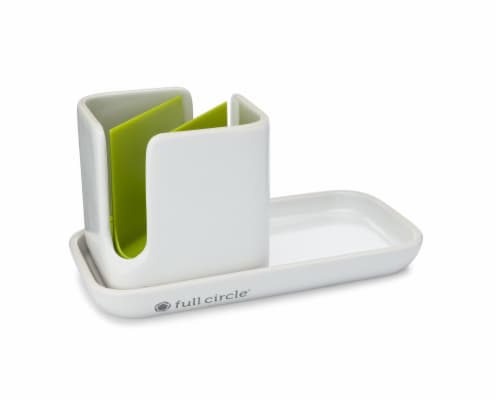 Full Circle® Stash™ White Modular Ceramic Sink Caddy Perspective: back